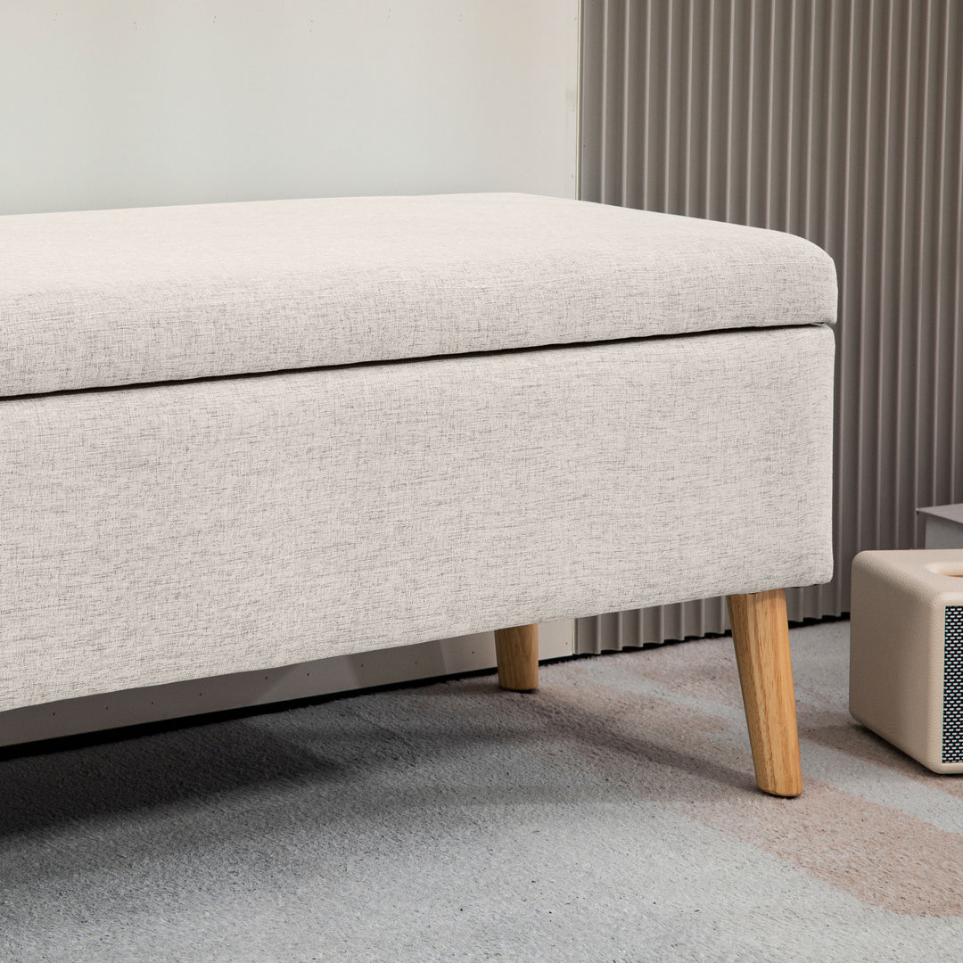 Opbevaringsbænk, op til 220 kg, linnedlook, 110x39x45 cm, beige