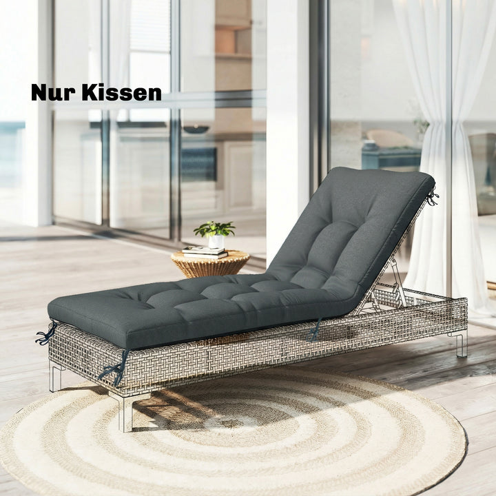 Aftagelig pallehynde med fastgørelsesstropper, pallehynde til de fleste liggestole, 198x65x13 cm, mørkegrå