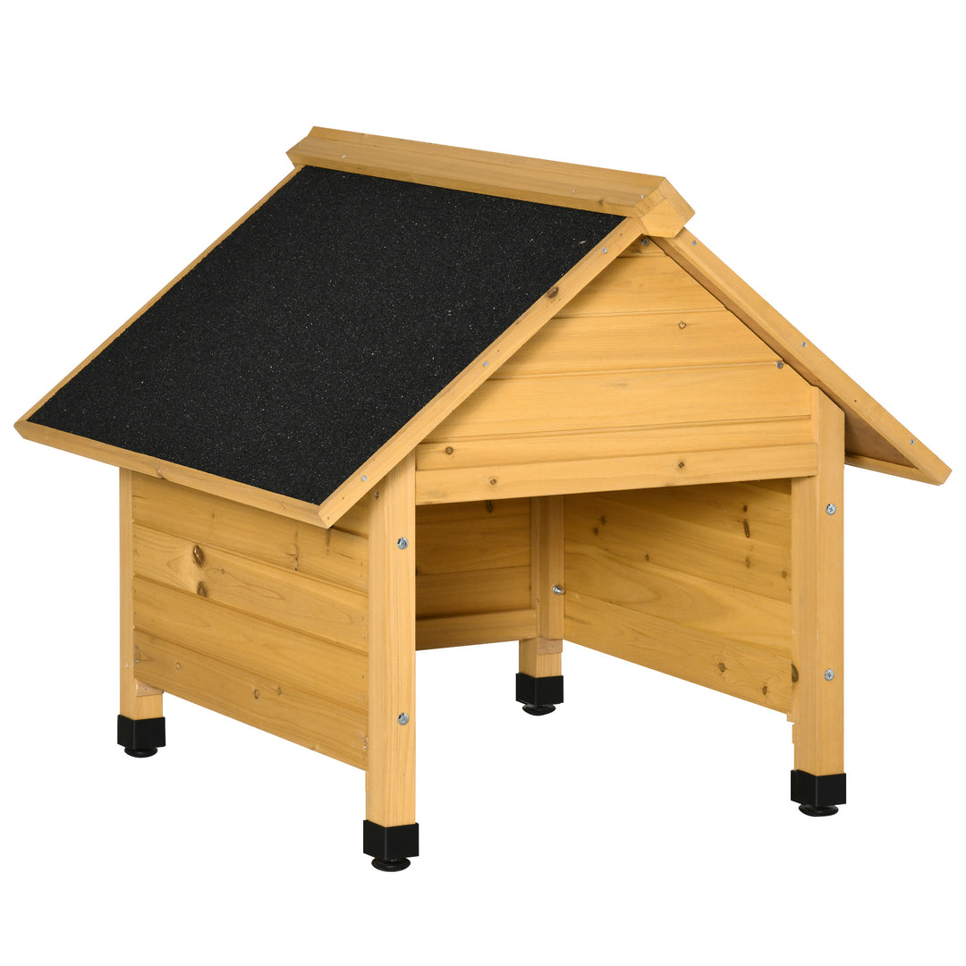 Trægarage til robotplæneklippere, carport til plæneroboter, sol- og regnbeskyttelse, gul, 75 x 76 x 70 cm