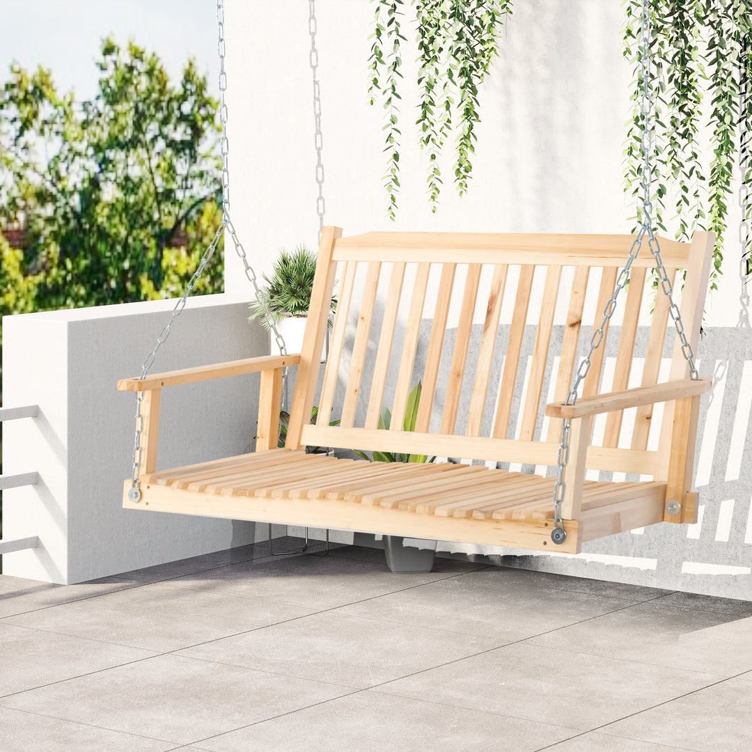 Havegynge til 2 personer, gyngebænk, hængebænk, massivt træ, terrasse, baghave, naturlig, 117 x 69 x 60 cm