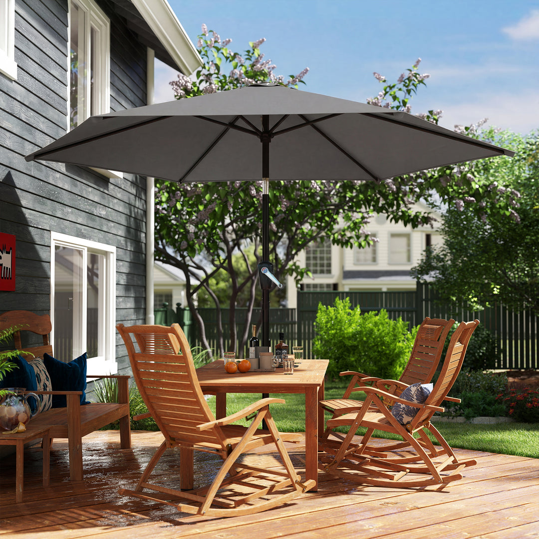 270 cm vipbar parasol, balkonparasol med håndsving, UV 50+, haveparasol, mørkegrå