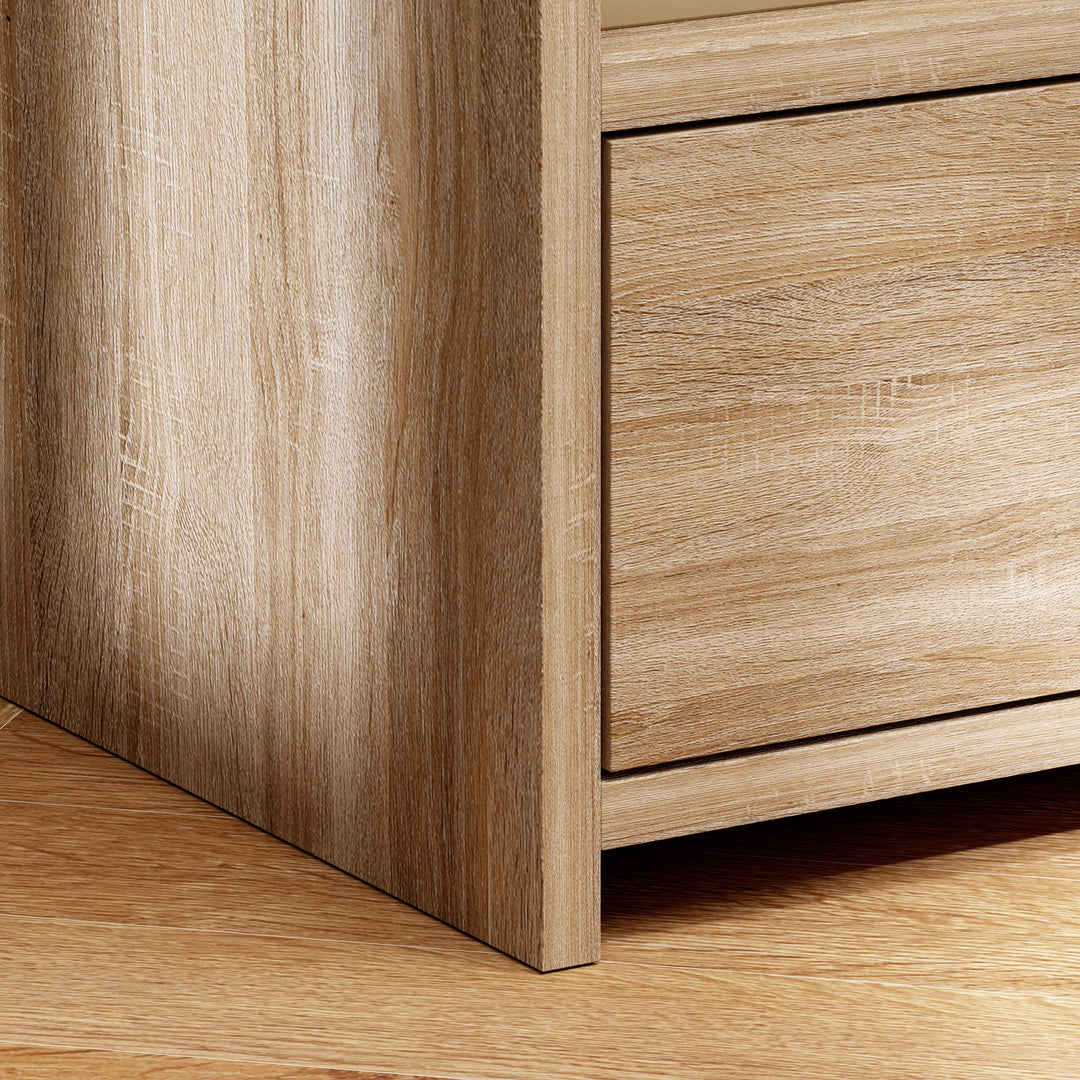 Sidebord, natbord med opbevaringsplads, spånplade, væltesikker, moderne, naturtræ