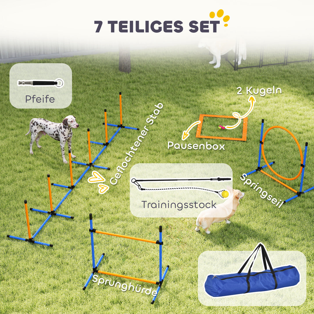 Agility set hunde 7-delt agilityudstyr til hundetræning plug-in forhindringssæt til legetræning