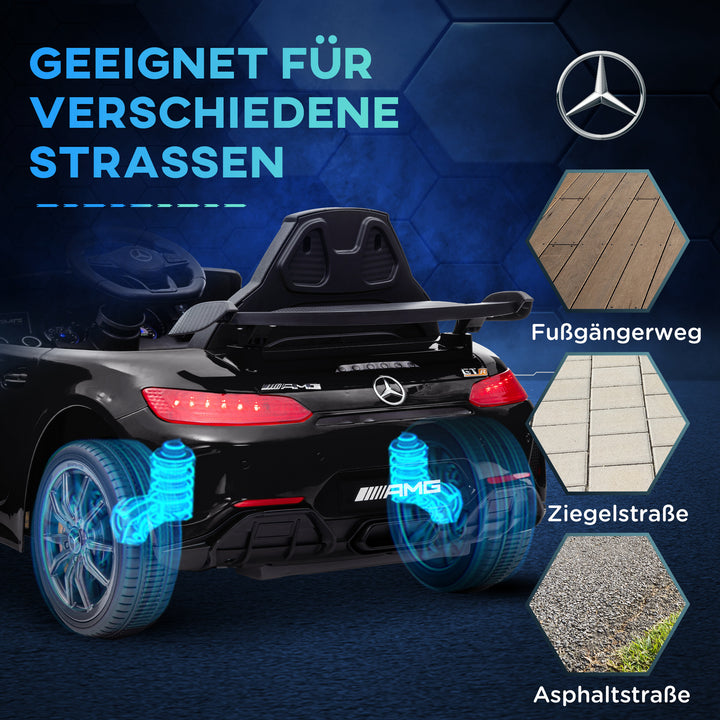 Elektrisk kørebil, mercedes, 3-5 km/t, fjernbetjening, lys og musik, sort