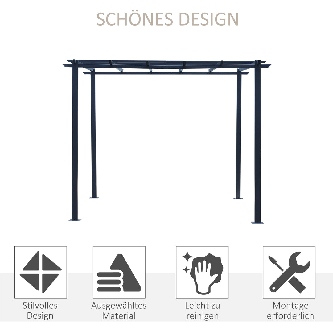Rosenpavillon, plantebue, rosenbue, klatrehjælp, havepavillon, vejrbestandig, metal, sort, 2,97 x 2,95 x 2,3 m