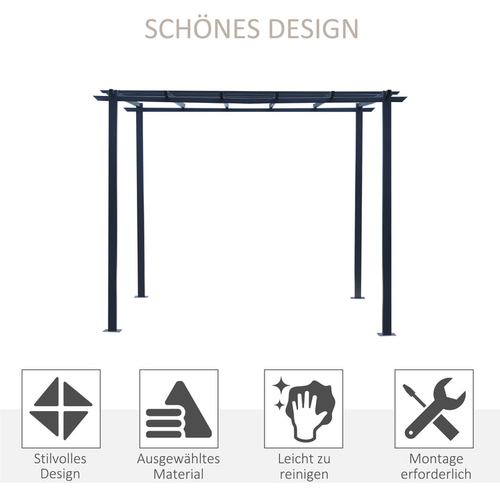 Rosenpavillon, plantebue, rosenbue, klatrehjælp, havepavillon, vejrbestandig, metal, sort, 2,97 x 2,95 x 2,3 m