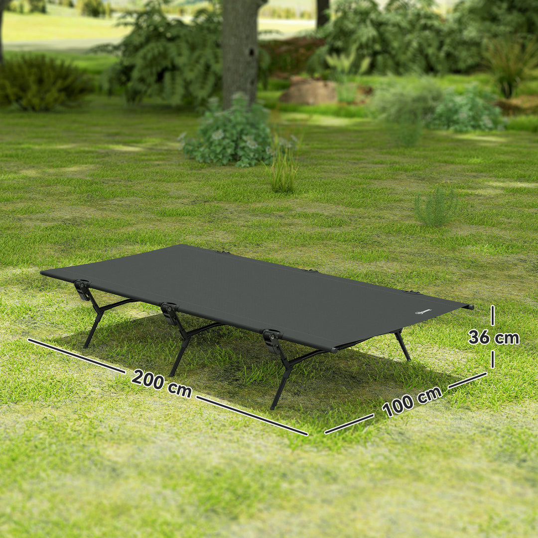 Sammenklappelig feltseng med bæretaske 200 x 100 x 36 cm op til 120 kg ekstra bred sort