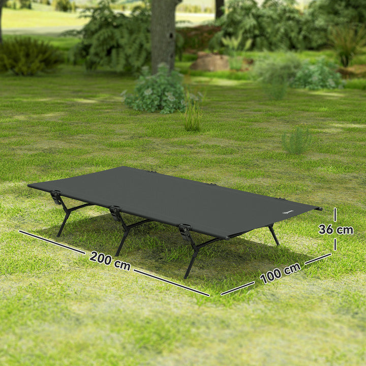 Sammenklappelig feltseng med bæretaske 200 x 100 x 36 cm op til 120 kg ekstra bred sort