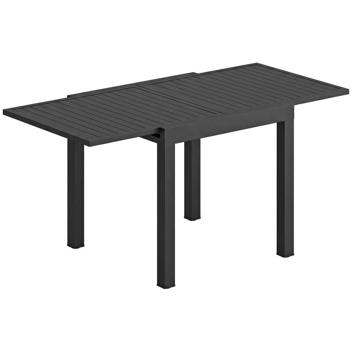 Udtrækkeligt havebord, 80/160 x 80 cm, aluminiums spisebord til 4-6 personer, rektangulært med lamelplade