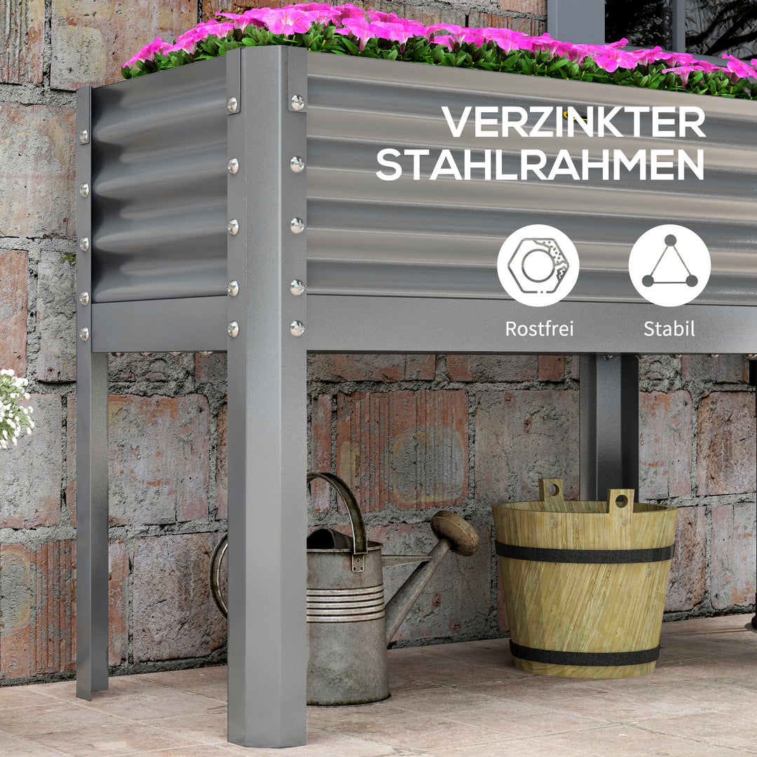 Højbed plantekasse vejrbestandig 100 cm x 45 cm x 80 cm sølv