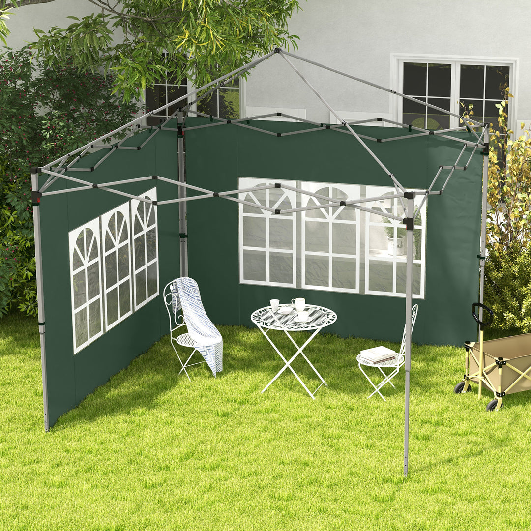 Sæt med 2 sidepaneler til 3x3/3x4 m pavillon, sidevæg med vindue, vandtæt, grøn