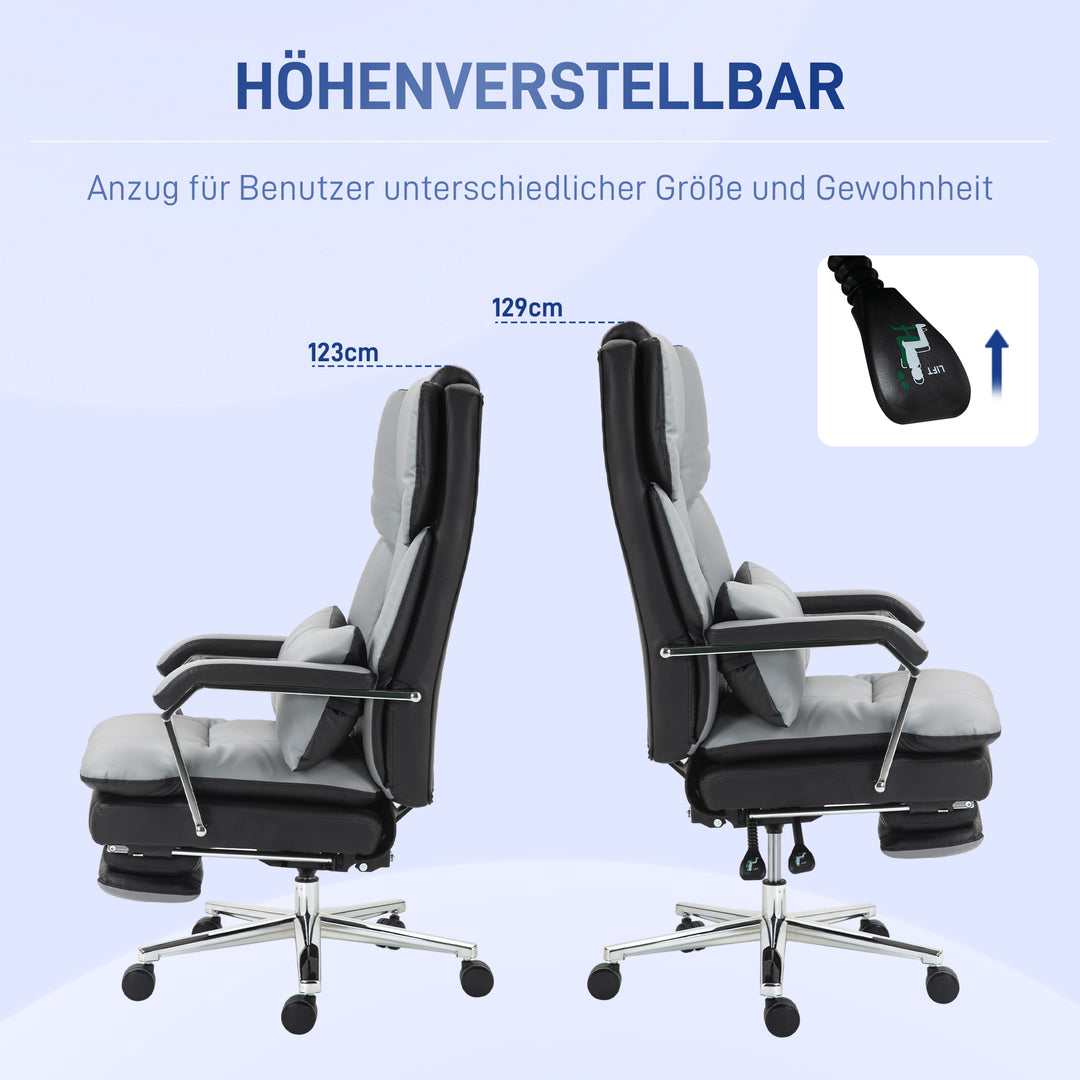 Kontorstol, ergonomisk, justerbar, 63x71x123-129cm, lysegrå/sort