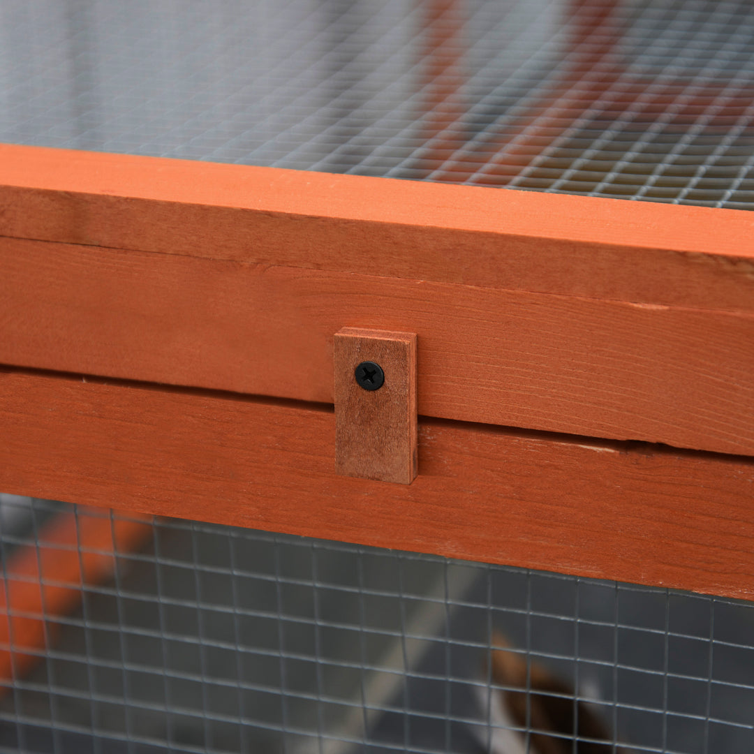 Udendørs indhegning til smådyr med udtrækkeligt tag, fyrretræ, orange