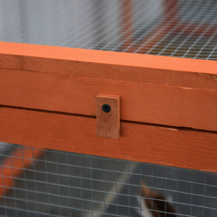 Udendørs indhegning til smådyr med udtrækkeligt tag, fyrretræ, orange