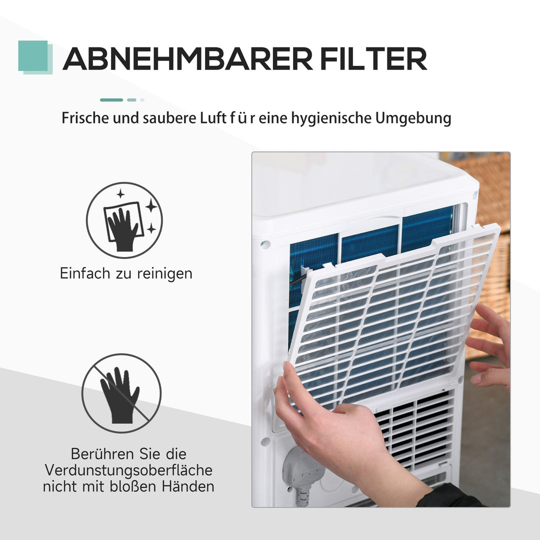 Bærbart klimaanlæg, 7000 BTU 3-i-1 enhed - køling, affugtning og ventilation - affugter, ventilator, med fjernbetjening, 24-timers timer, 2 hastighedsindstillinger, til 10-26 m², hvid