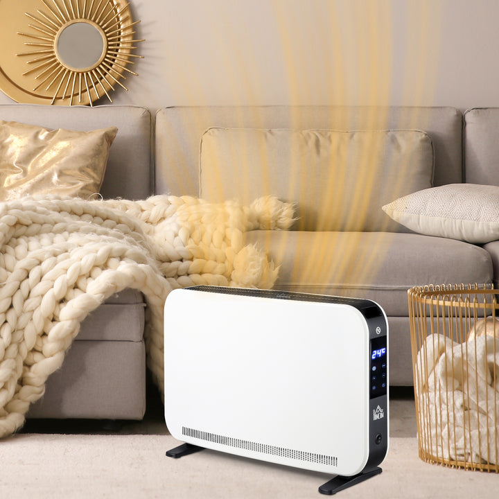 Elvarmer 2000w varmeblæser med 3 varmeindstillinger radiator med led-display, 24-timers timer justerbar temperatur til 18 m²