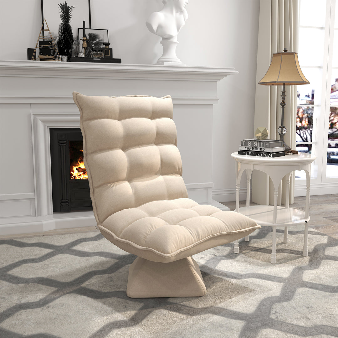 Hvilestol med drejefunktion, linnedlook, 62 cm x 70 cm x 95 cm, beige