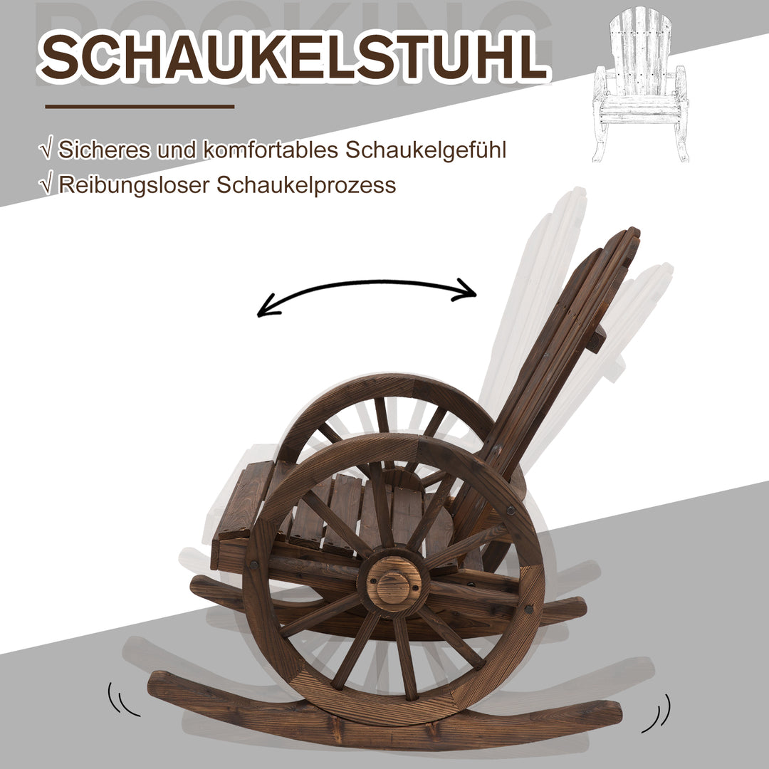 Gyngestol, rustikt design, forseglet massivt træ, vejrbestandig, 68 cm x 88 cm x 92 cm