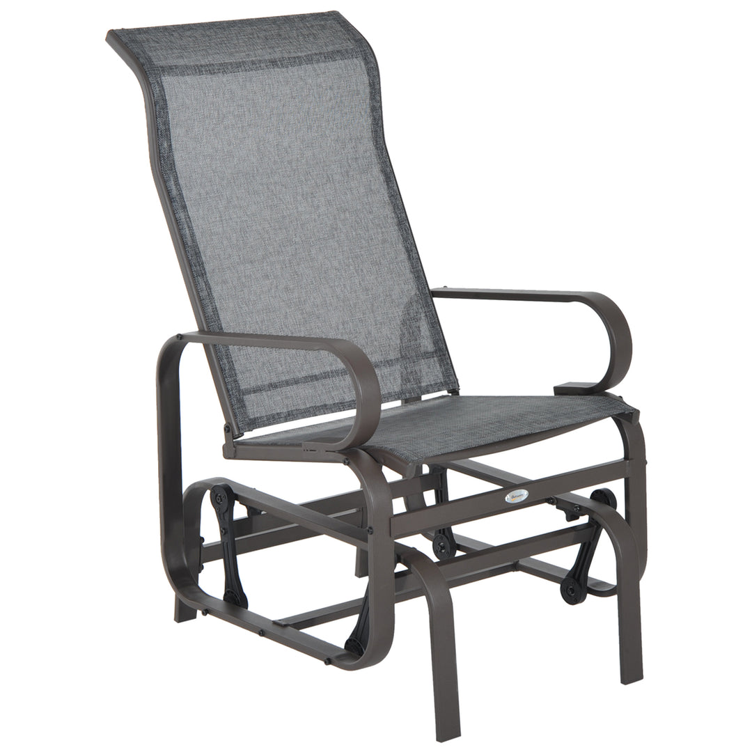 Havegyngestol, havestol, afslapningsstol, havegynge, metalgyngestol til have, terrasse, balkon, Texteline grå+brun, 60 x 78 x 105 cm