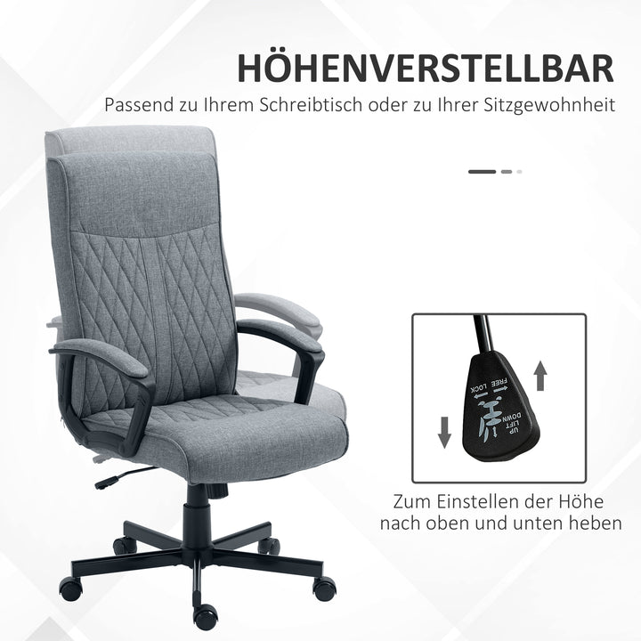 Kontorstol, højdejusterbar, vipbar, ergonomisk kontorstol, grå