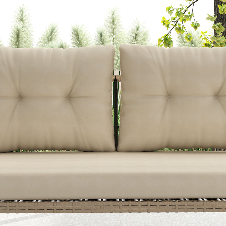 Hollywood gynge, 2-personers, rattan havegynge med hynder og kæder, op til 240 kg, 115 x 66 x 44 cm, beige