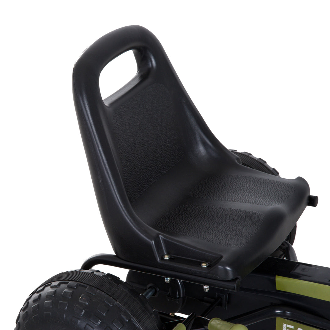 Gokart pedalbil med håndbremse, frem- og bakgear, børnekøretøj kettcar pedalbil med justerbart sæde til børn 3-6 år, 99 x 65 x 56 cm grøn