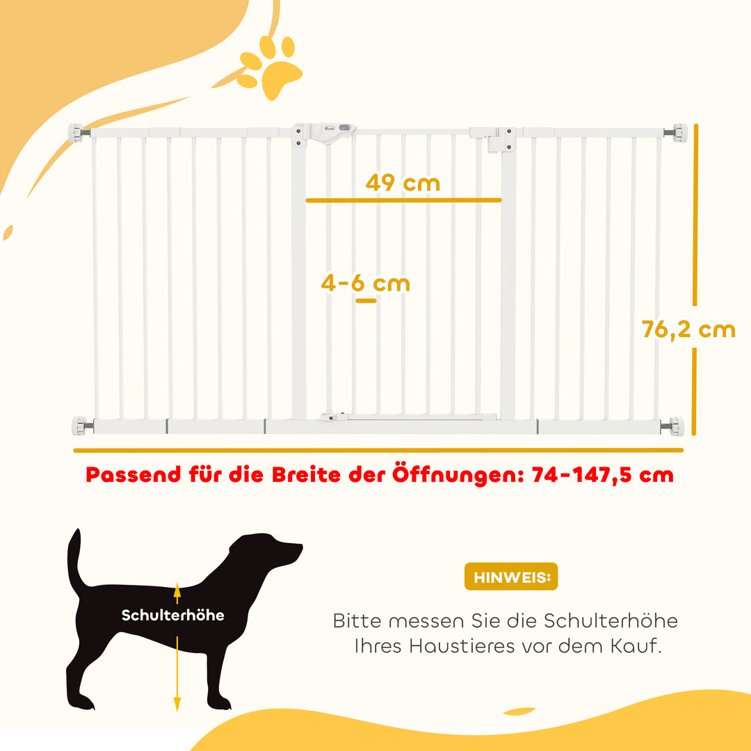 Hundegitter, udvideligt, klemmemontering, metal, 136x76 cm, hvid