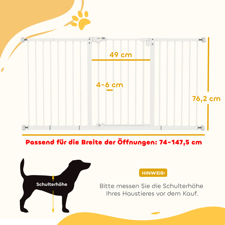 Hundegitter, udvideligt, klemmemontering, metal, 136x76 cm, hvid