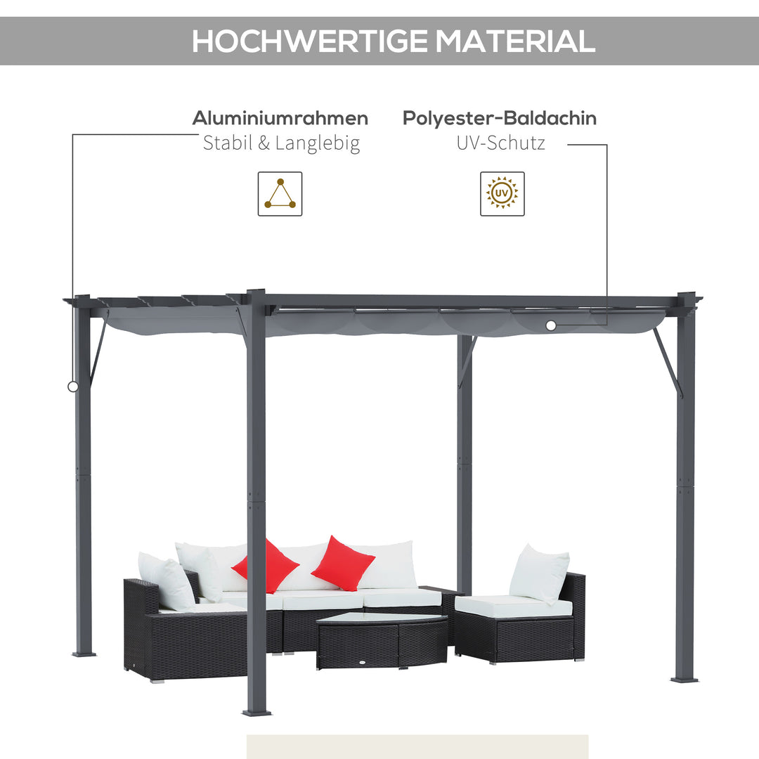 Pergola pavilion terrasseoverdækning med skydetag have aluminium antracitgrå + mørkegrå 3x3x2,23 m