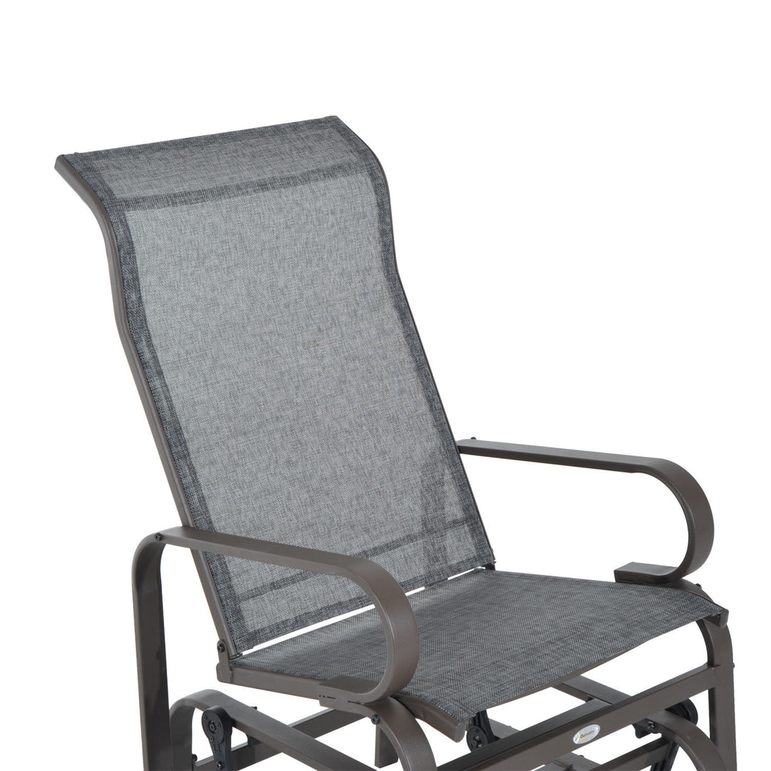 Havegyngestol, havestol, afslapningsstol, havegynge, metalgyngestol til have, terrasse, balkon, Texteline grå+brun, 60 x 78 x 105 cm