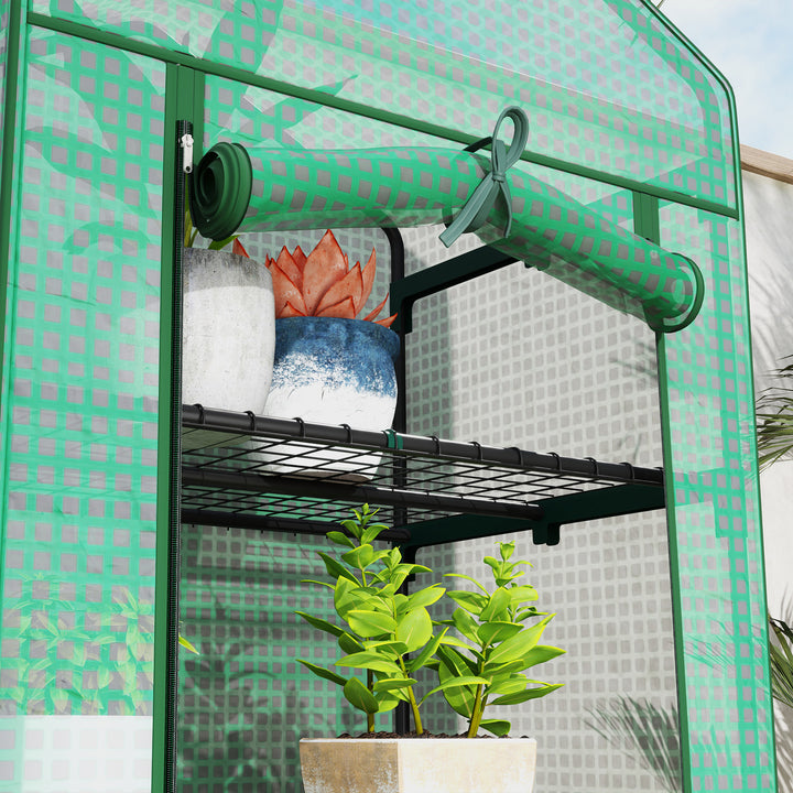 Minidrivhus til blomster eller grøntsager, stål, plastik, 69l x 49b x 193h cm, grøn