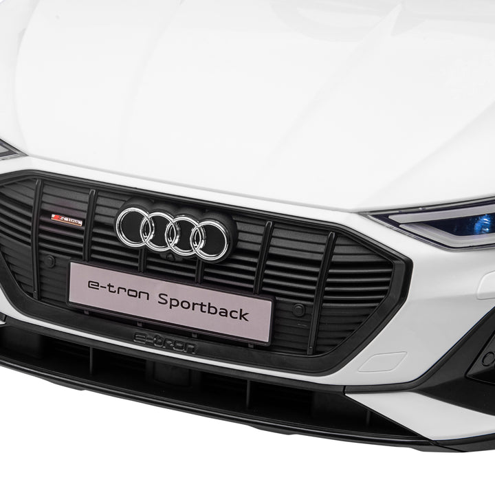 Elektrisk børnebil 12v elbil audi e-tron elbil med fjernbetjening, sikkerhedssele, musik (mp3/usb/tf), børnebil til børn 3-5 år, 3-5 km/t, hvid