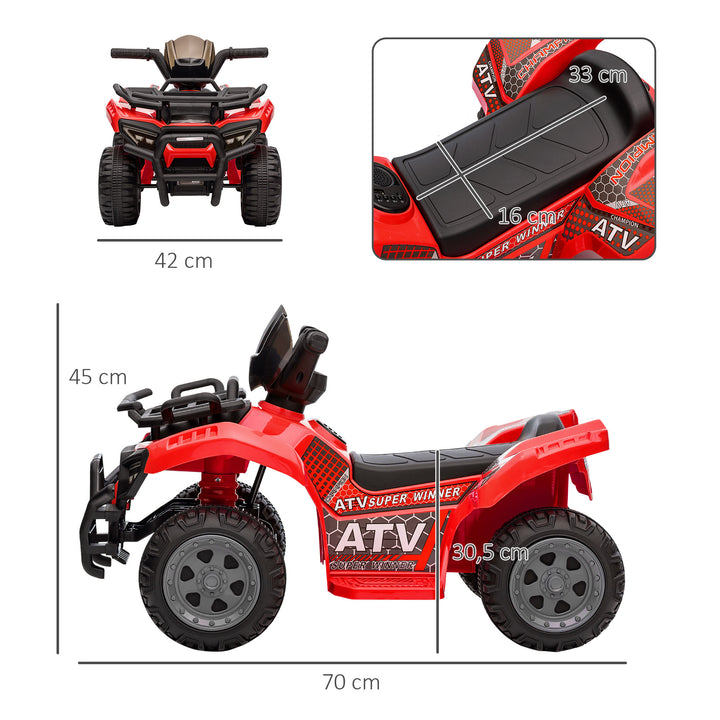 Kids quad elektrisk 6v børne-atv med forlænsfunktion, musik, elektrisk atv til børn 1,5-3 år rød
