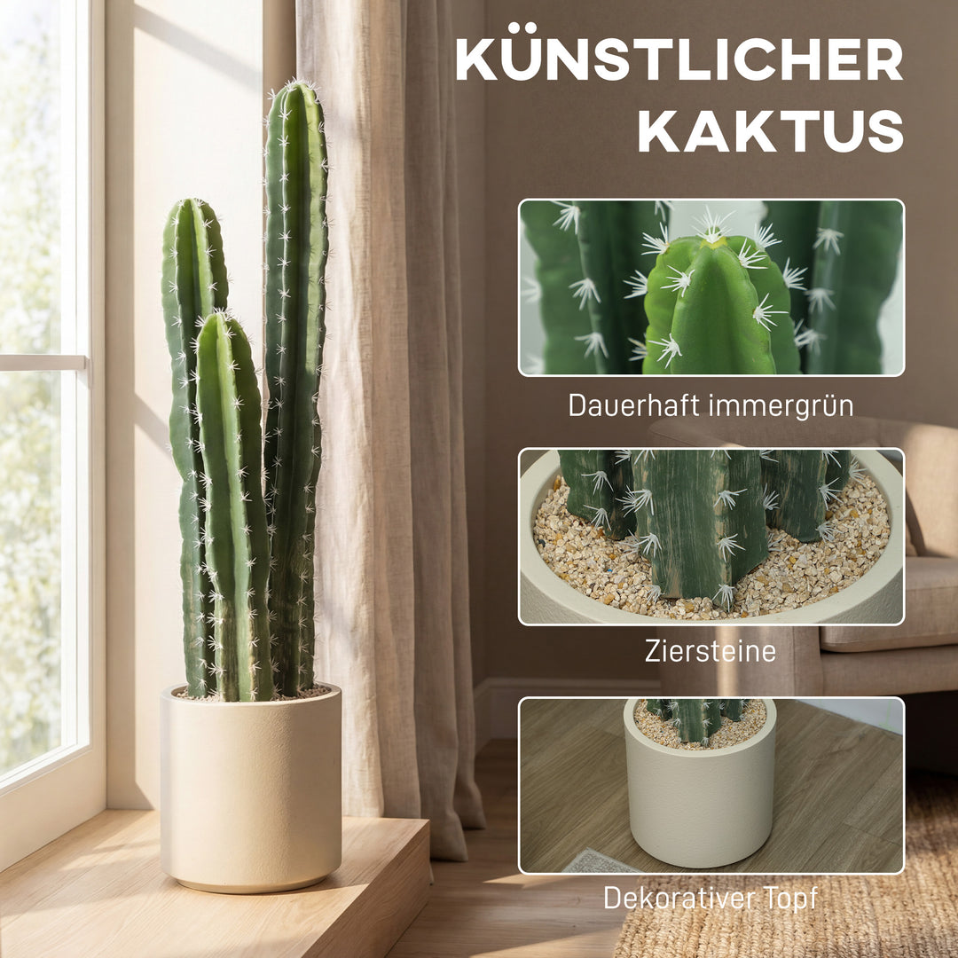 Kunstig kaktusplante, stor, 95 cm, med potte, ser ægte ud, til hjemmet, kontoret, grøn