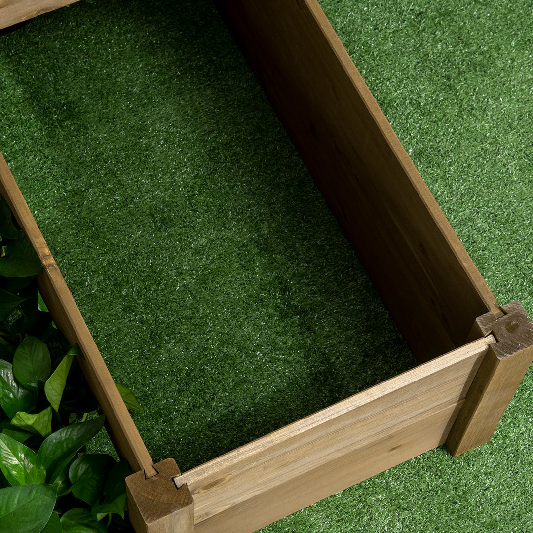 Højbed, 4 plantekasser i 3 niveauer, vejrbestandig, massivt træ, 122 cm x 122 cm x 51 cm, natur