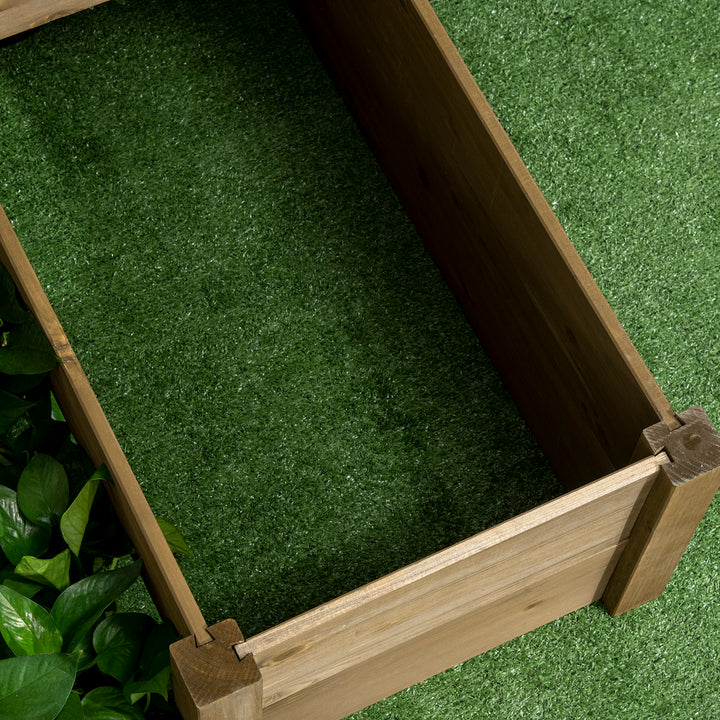 Højbed, 4 plantekasser i 3 niveauer, vejrbestandig, massivt træ, 122 cm x 122 cm x 51 cm, natur