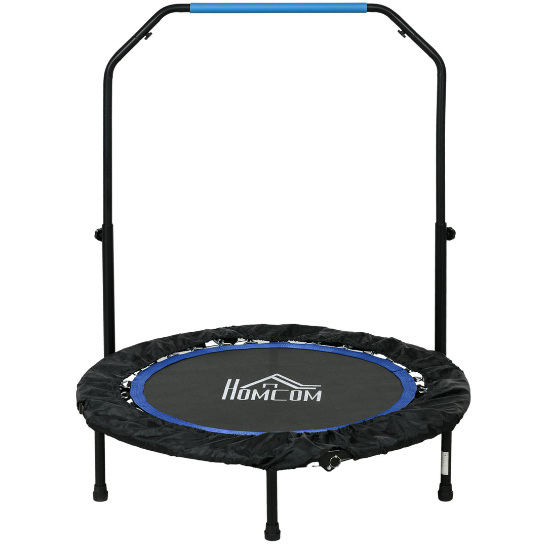 Fitnesstrampolin, foldbar, justerbart håndtag, Ø102x123H cm, op til 150 kg, sort/blå