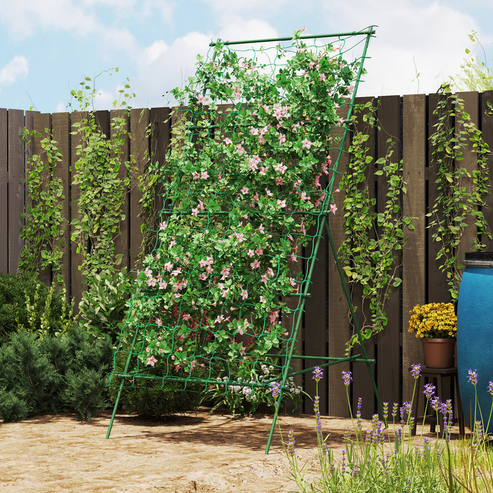 Espalier af stål til fastgørelse af rustfri a-formet espalier til klatreplanter 101x133x227 cm grøn