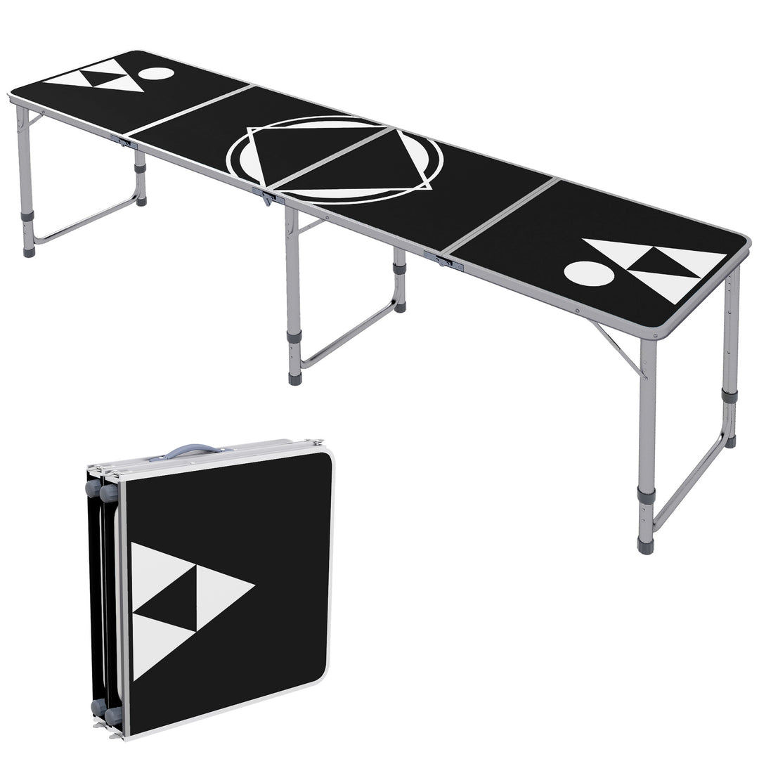 Sammenklappeligt campingbord, let, højdejusterbart, aluminiumsstel, 240 x 60 x 54/62/70 cm, sort