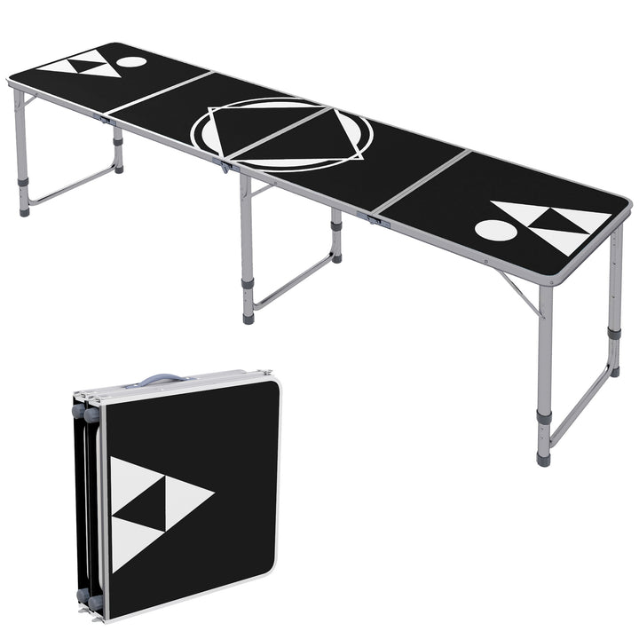 Sammenklappeligt campingbord, let, højdejusterbart, aluminiumsstel, 240 x 60 x 54/62/70 cm, sort