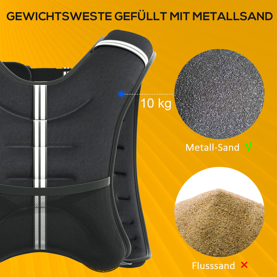 Vægtvest 5 kg / 8 kg / 10 kg justerbar træningsvest med aftagelige vægte løbevest kvinder mænd til muskelopbygning styrketræning, løb, fitness, crosstræning