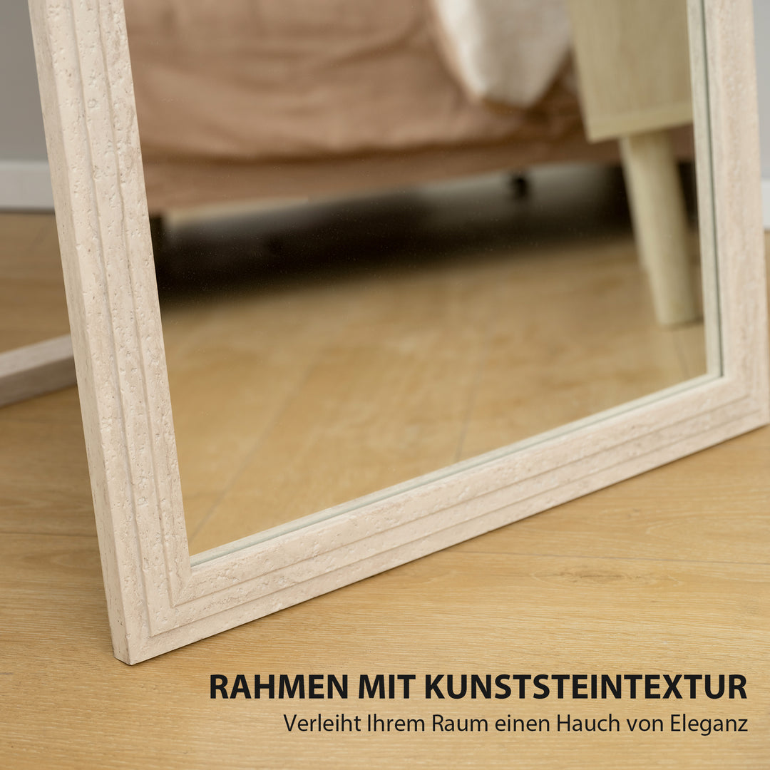160 x 50 cm spejl i fuld længde, alsidig brug, rektangulært design med ramme, hvid