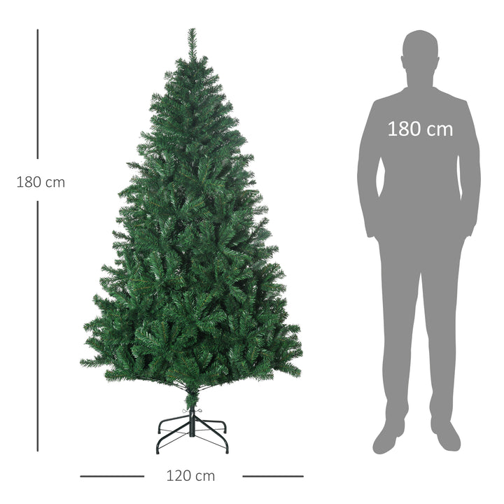 Juletræ 1,8 m kunstig gran juletræ 1000 grene metalfod pvc grøn ø120 x 180h cm