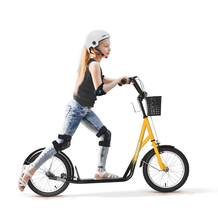 Børnescooter, højdejusterbar, skridsikker, stålramme, aftagelig kurv, bremser, gummidæk