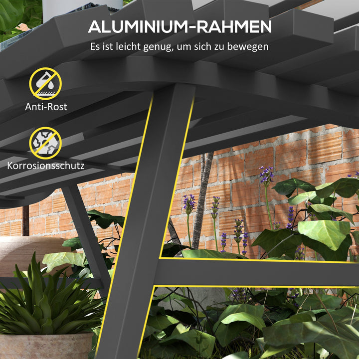 Havebænk, parkbænk, lameldesign, vejrbestandig, aluminium, 123 x 67 x 79 cm, grå