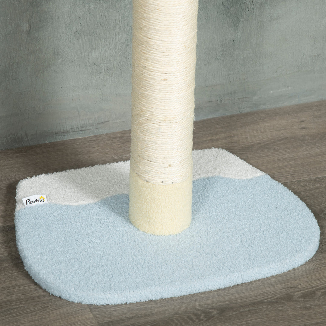 Højdejusterbart kradsetræ, skridsikkert, sisalrebstolper, 220-260h x 47l x 34b cm, gul/hvid/blå