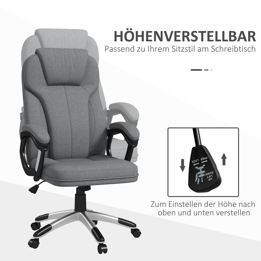 Kontorstol, skrivebordsstol, chefstol, højdejusterbar, vippefunktion, 6 cm x 75 cm x 120 cm, grå