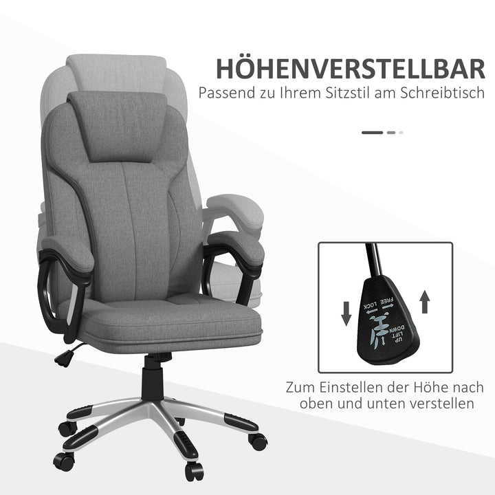 Kontorstol, skrivebordsstol, chefstol, højdejusterbar, vippefunktion, 6 cm x 75 cm x 120 cm, grå