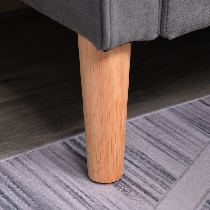 2-personers sofa, sofa med opbevaring, træben, polstret sofa med fløjlslook til stue, soveværelse, 117 x 62 x 78 cm, grå