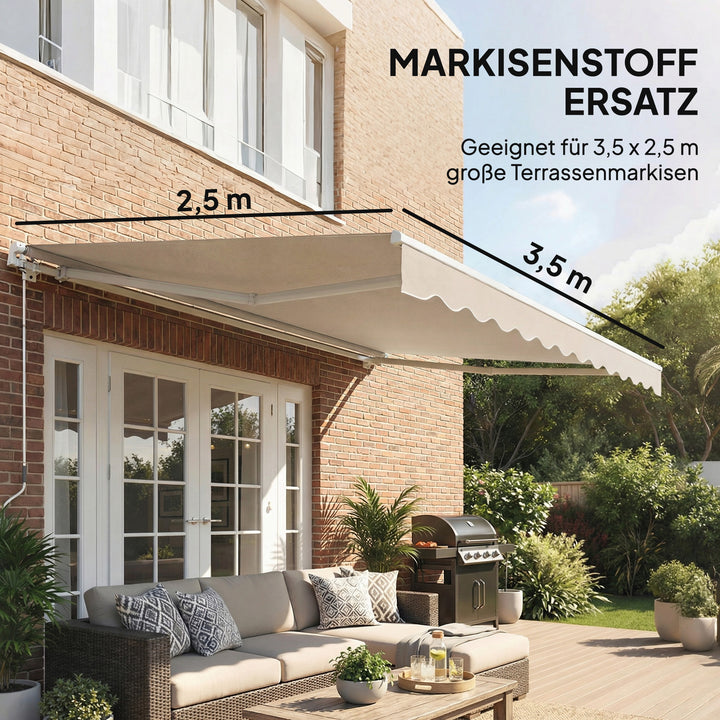 Reservestof til markise – soltag UPF 50+ til 3,5 x 2,5 m ramme, cremehvid